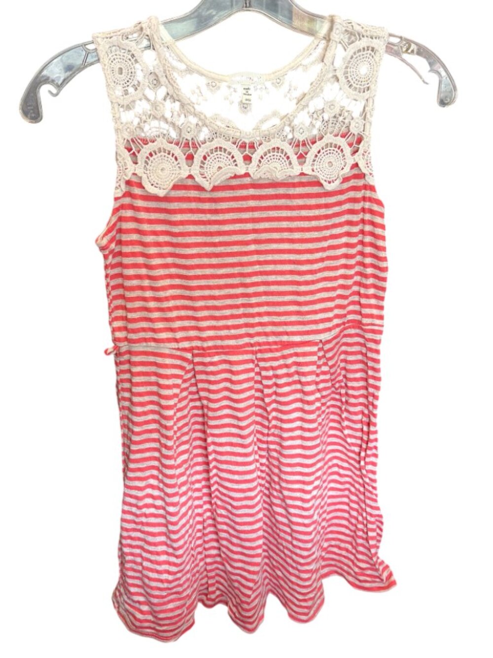 Monteau Girl Salmon And White Stripe Mini Maxi Dress Size Large (12)